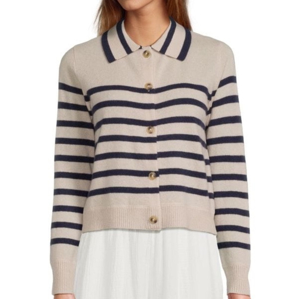 NWT Cashmere Striped Polo Sweater from Saks Fifth Ave